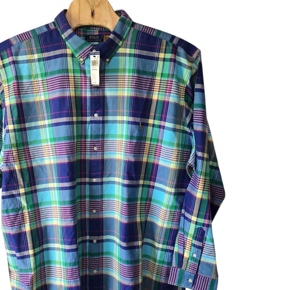 Polo Ralph Lauren Plaid Button Down Shirt Mens 4XLT Classic Fit Multi Color NWT